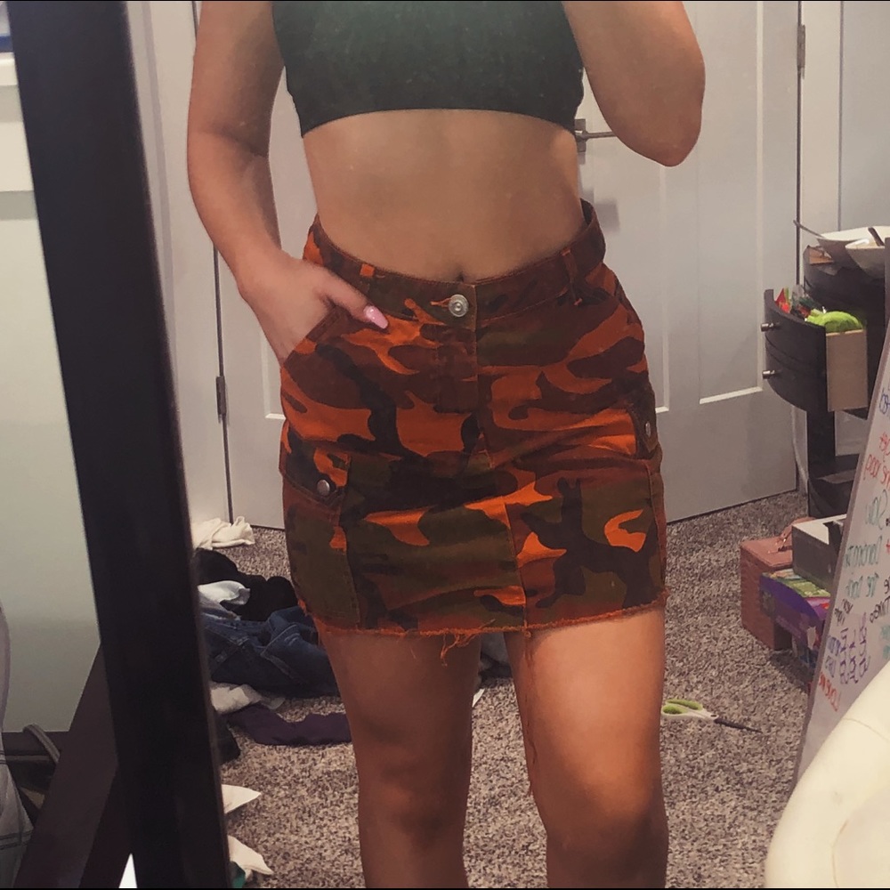 BDG Orange Camo Skirt